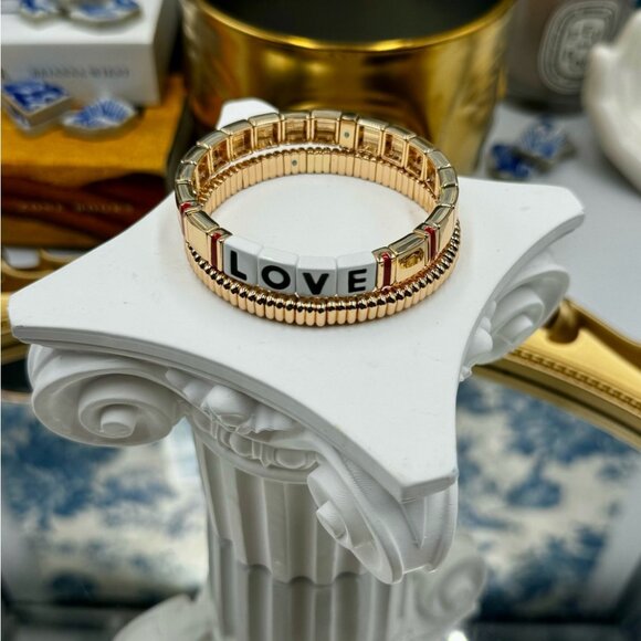 🆕 ROXANNE ASSOULIN 🧿 NWOT Golden LOVE Bracelet Set - Set of 2 - Picture 6 of 16